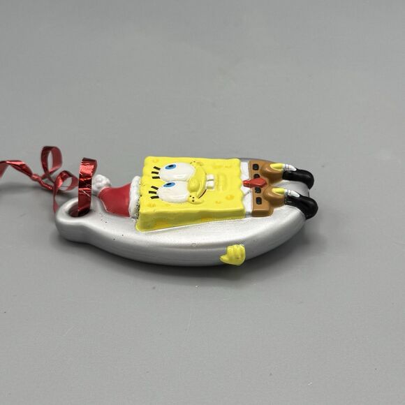 2008 SpongeBob Squarepants Christmas Ornament Viacom Sitting on Fish Hook - Picture 2 of 8